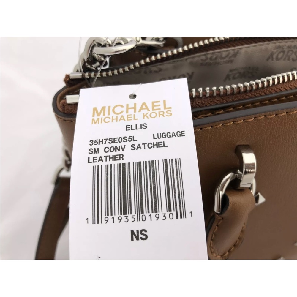 Michael Kors Ellis Small Satchel Stud Brown - Picture 7 of 8